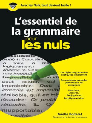 cover image of L'essentiel de la grammaire Pour les Nuls